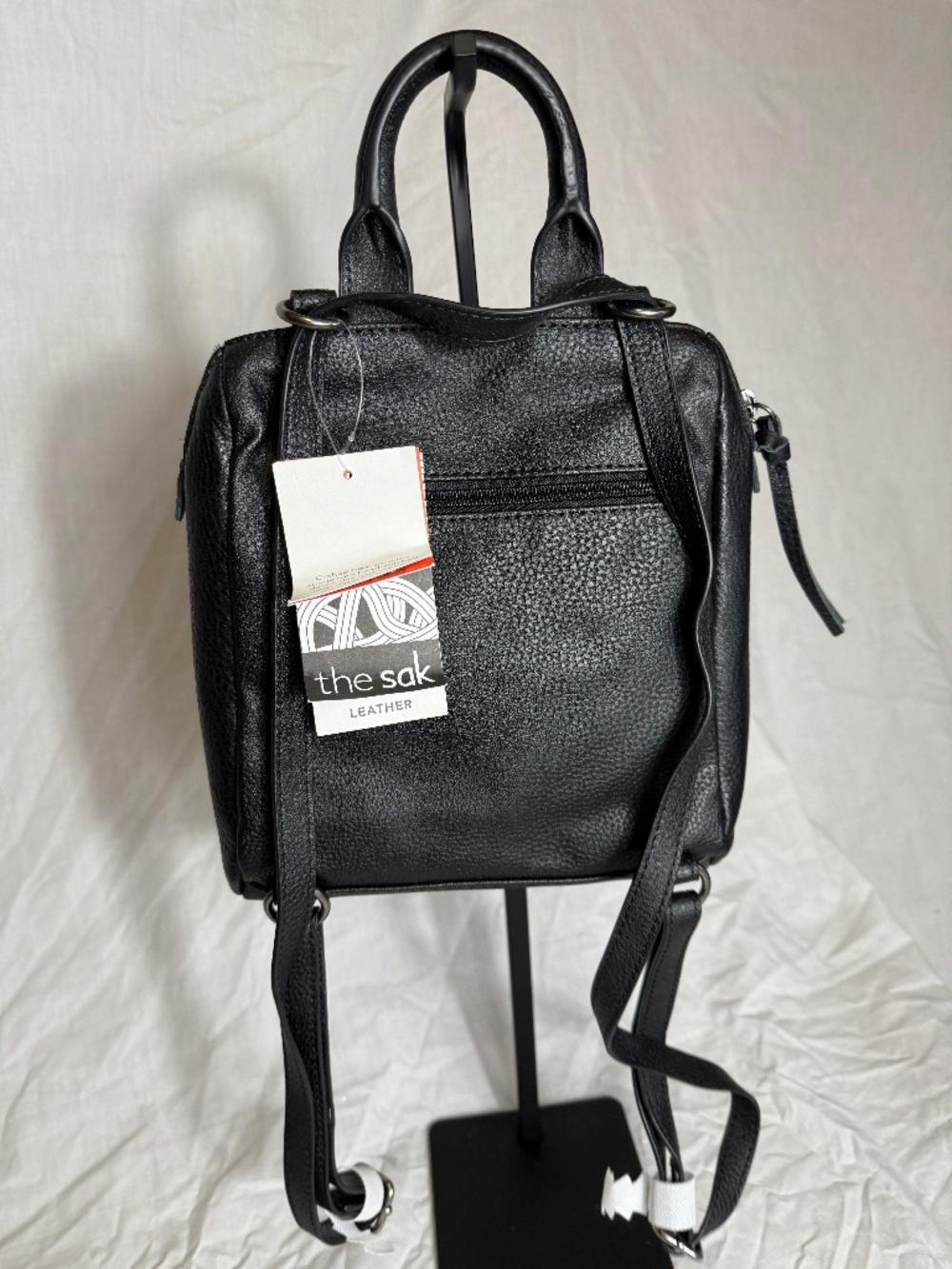 The Sak Black Leather Mini Backpack Purse Studded Detail Boho Chic Bag - Picture 2 of 6